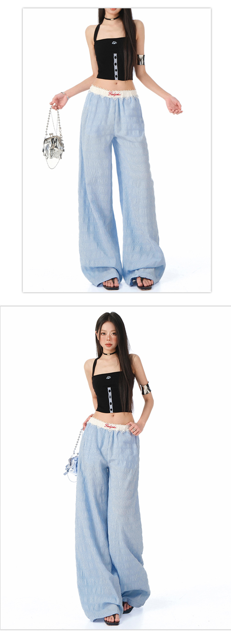 Pantalones palazzo fluidos para mujer