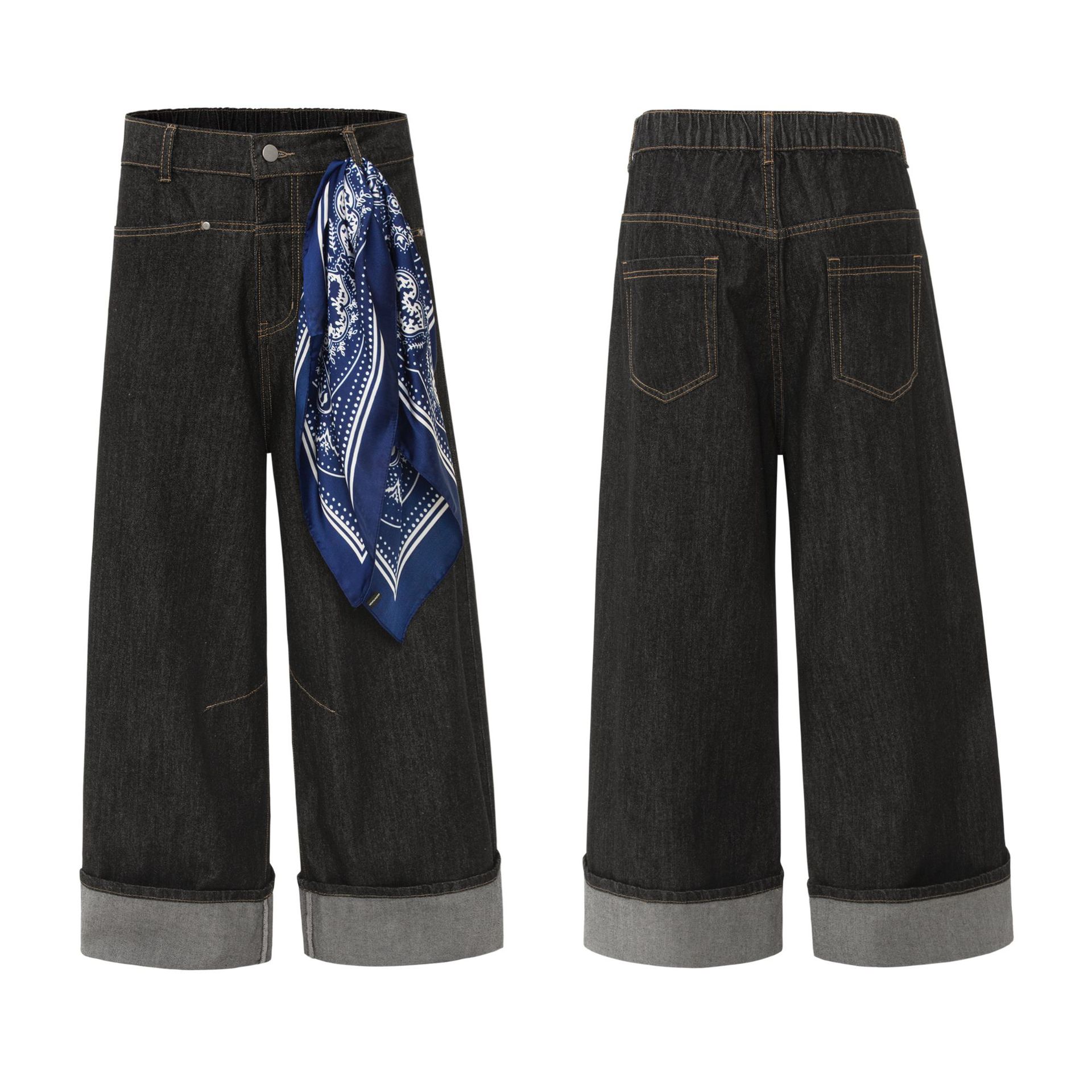 Jeans anchos urbanos retro desgastados para hombres