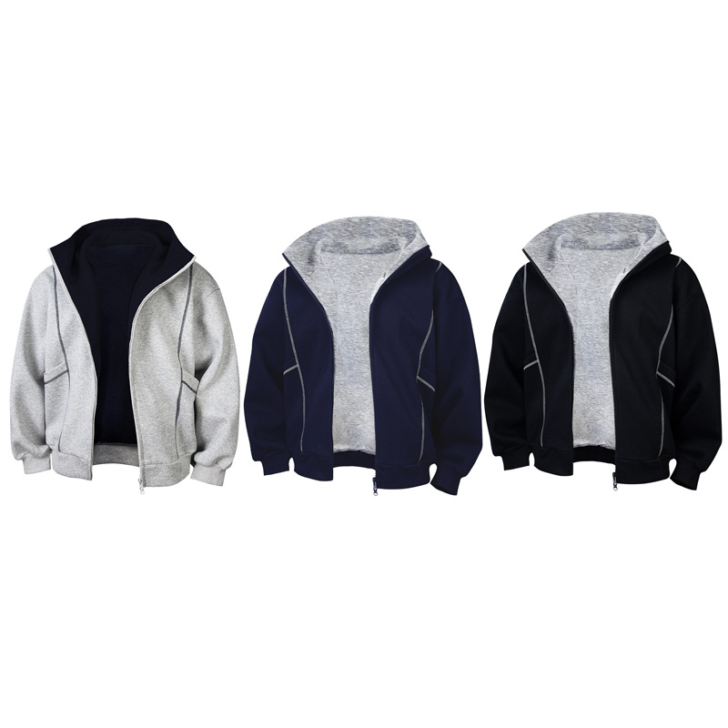 Sudadera con capucha y cremallera de estilo callejero, de ajuste relajado, con estampado de letras