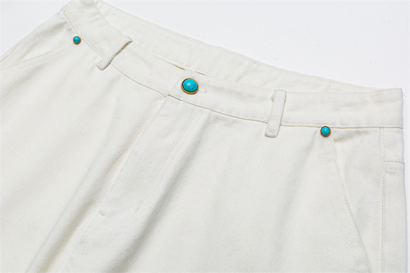 Pantalones de poliéster lisos de cintura media con líneas limpias