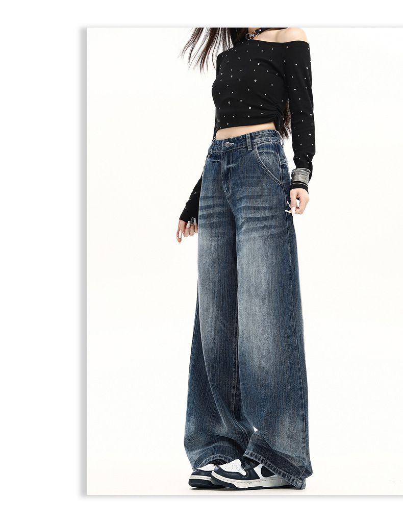 Jeans holgados de mezclilla de estilo streetwear para mujer