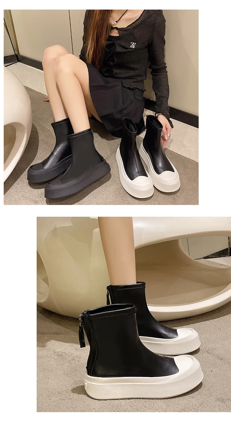Botines de mujer de tobillo nude con plataforma y cremallera