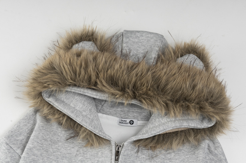 Sudadera con capucha de algodón oversize de streetwear con estampado de letras de oso de peluche