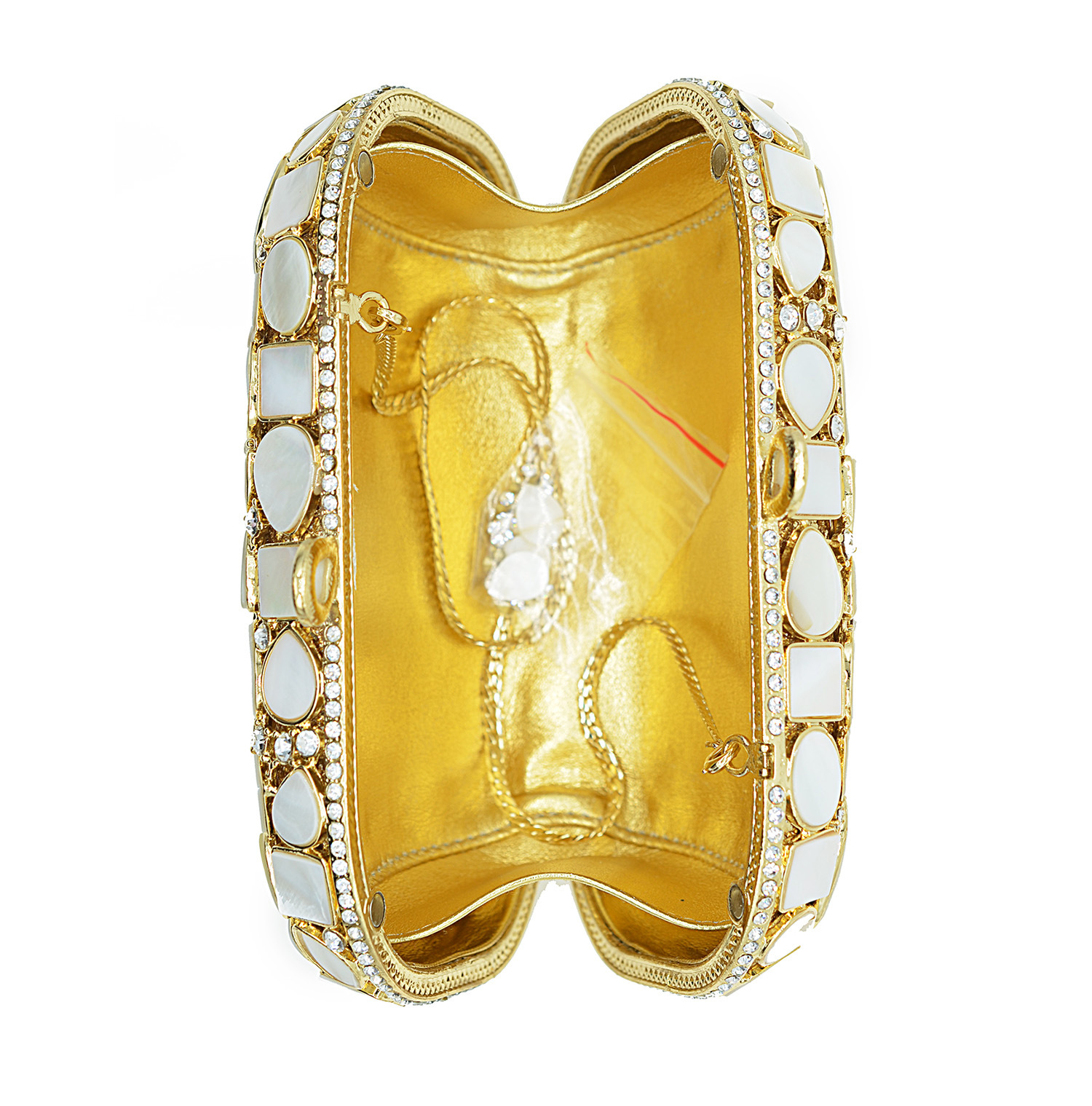 Minaudière de metal marfil brillante para damas