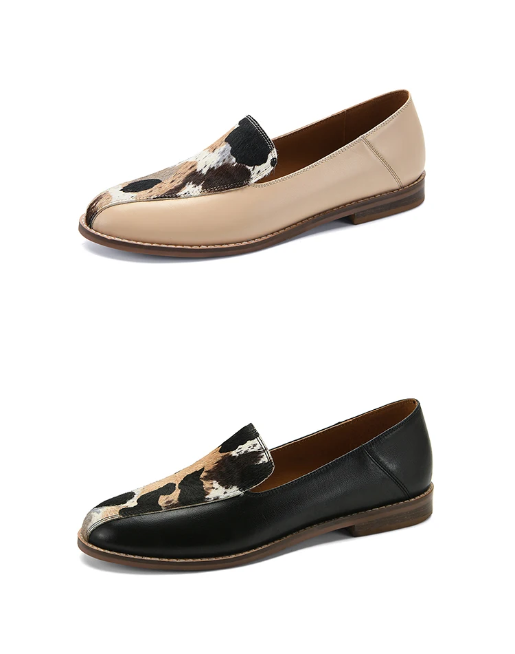 Zapatos sin cordones de mujer con estampado animal de piel de ternera con pelo