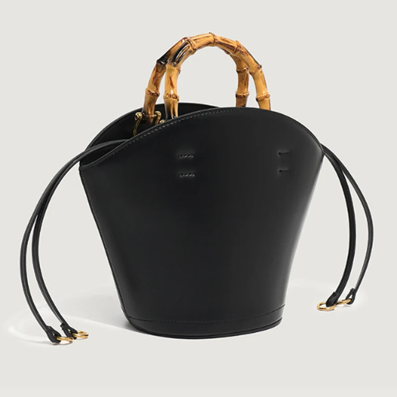 Bolso bandolera de mujer de mango de madera y cuerpo de barril de fibra Sufiber