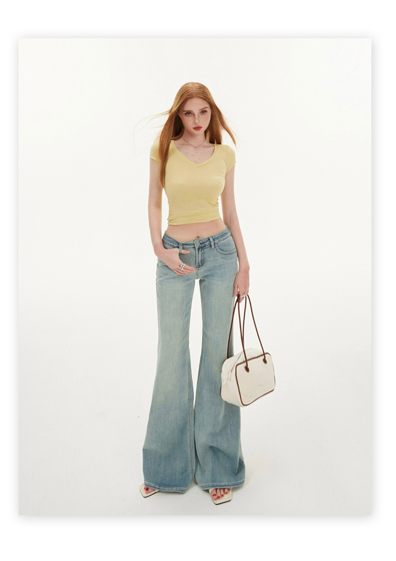 Jeans para damas azul cielo hipster elásticos slim bootcut