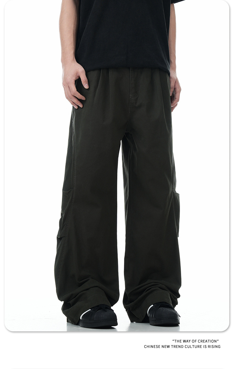 Pantalones de hombre de corte relajado, utilitarios, con bajo de cremallera
