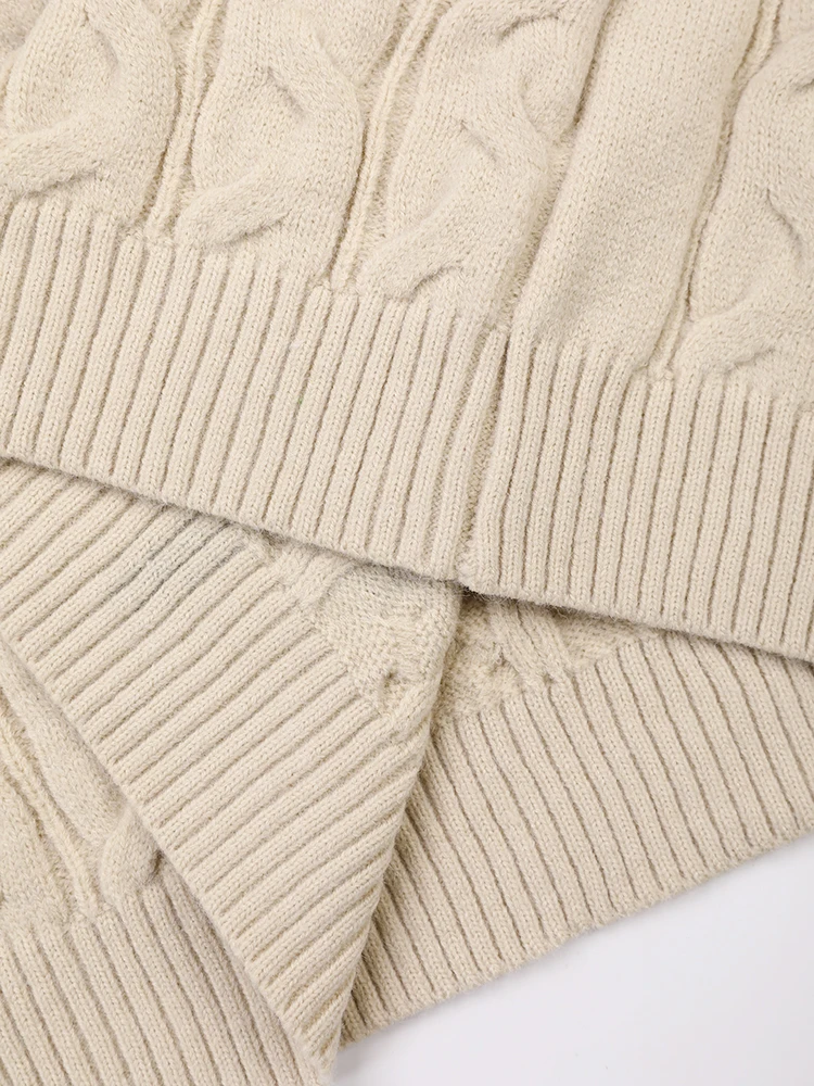 Mujeres suéter de cuello vuelto de punto grueso oversized con contraste degradado