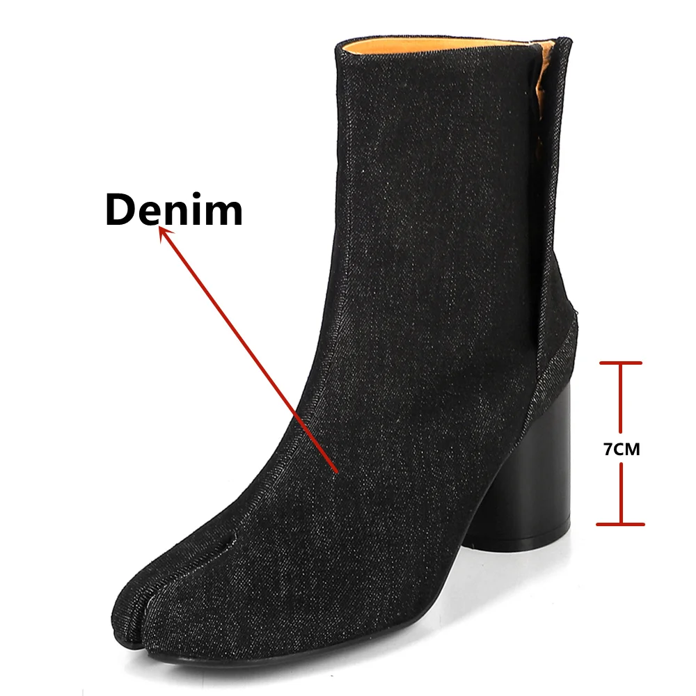 Botas clásicas de cuero de punta puntiaguda y tacón ancho
