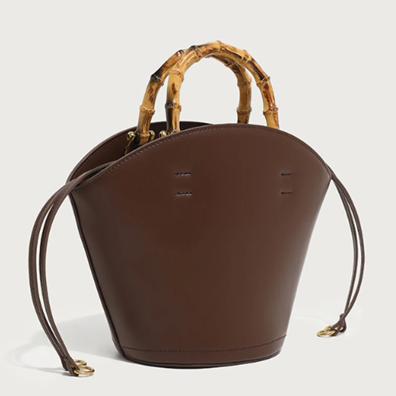 Bolso bandolera de mujer de mango de madera y cuerpo de barril de fibra Sufiber