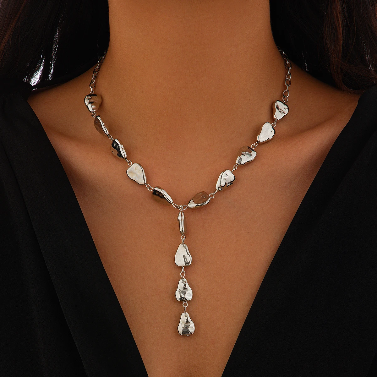 Lariat de resina con personalidad con flecos de gota