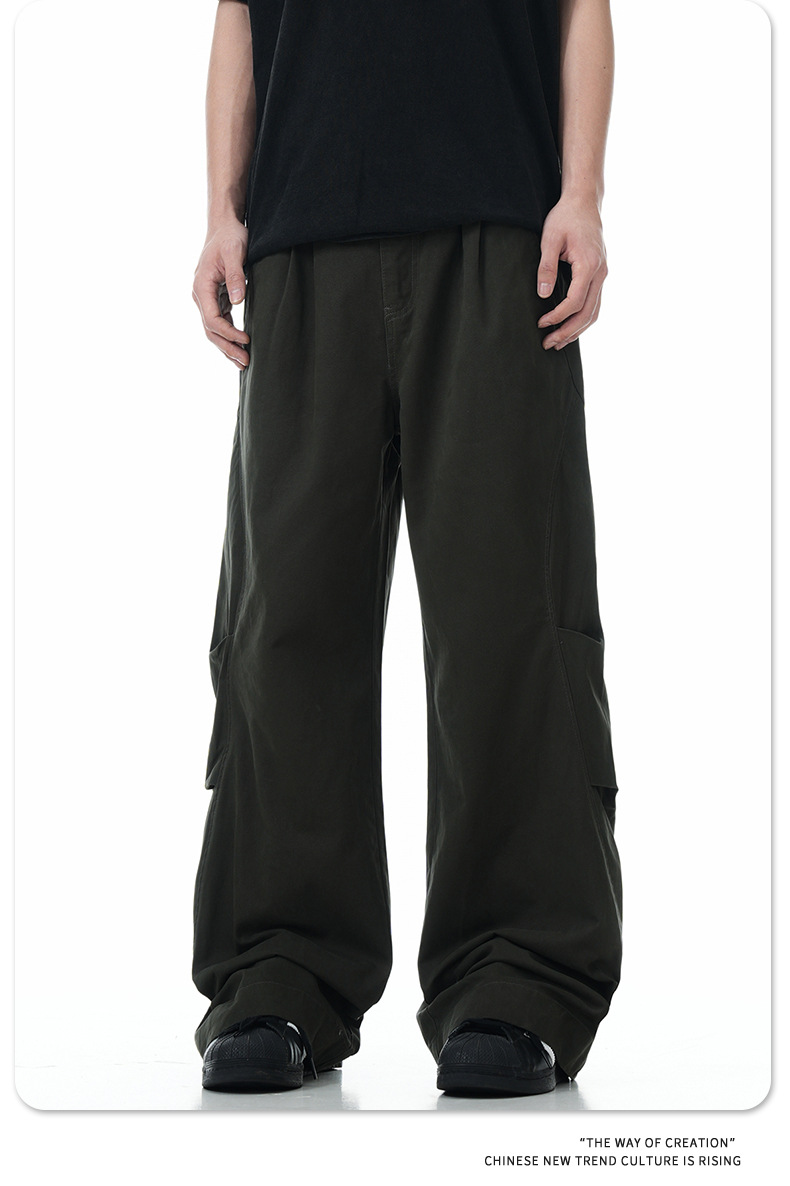Pantalones de hombre de corte relajado, utilitarios, con bajo de cremallera