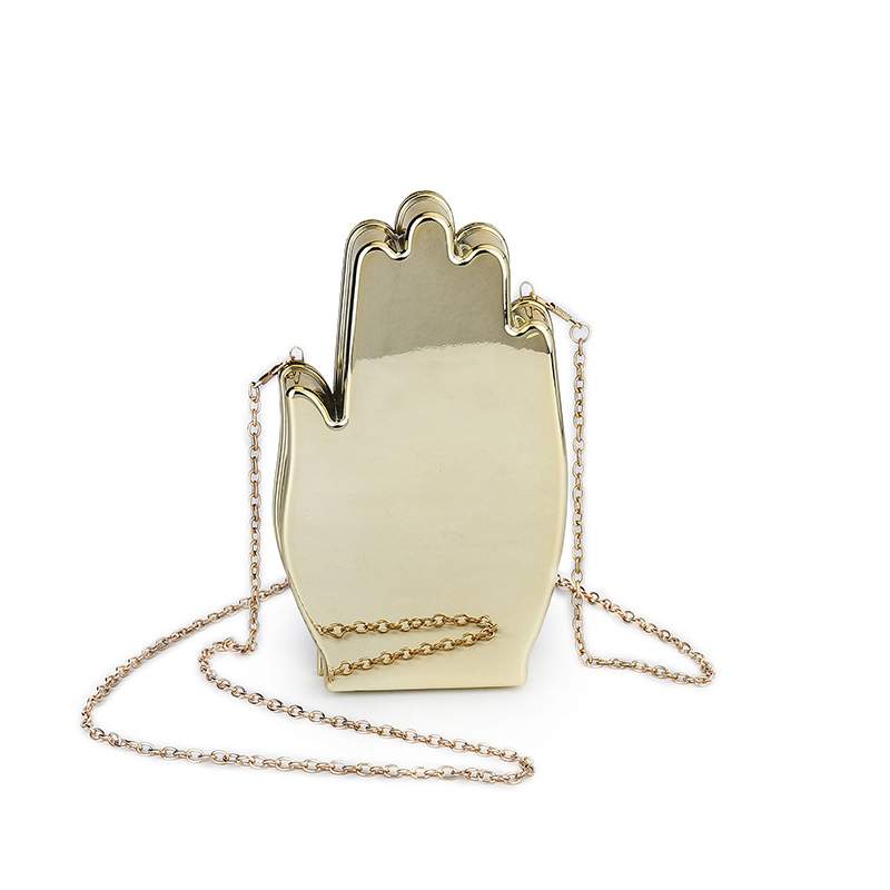 Bolso bandolera mini femenino en forma de mano metálico de ABS