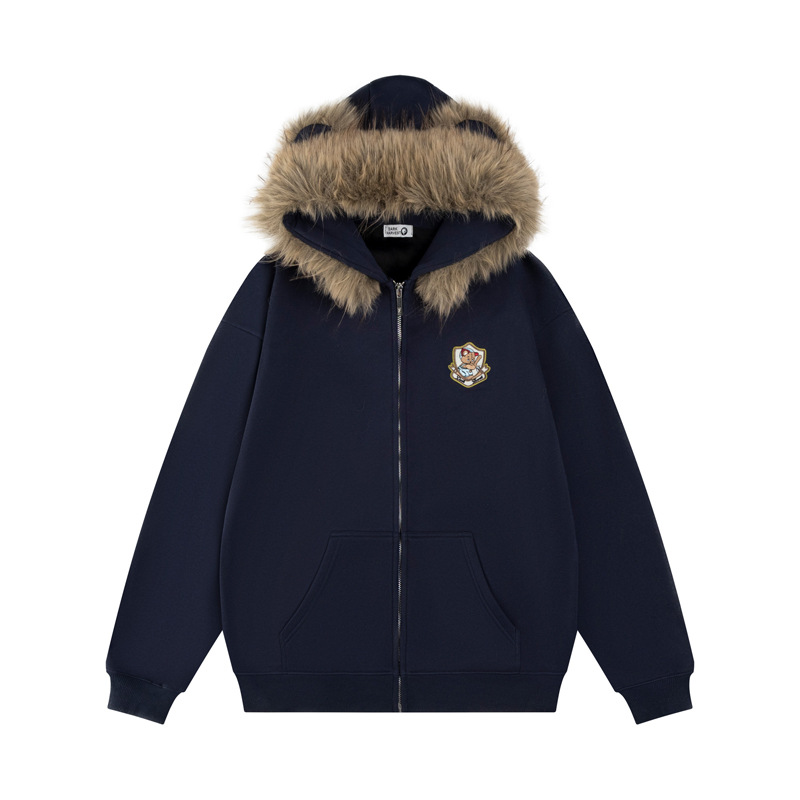 Sudadera con capucha de algodón oversize de streetwear con estampado de letras de oso de peluche