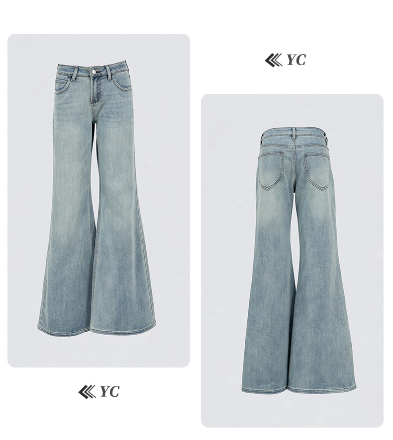 Jeans para damas azul cielo hipster elásticos slim bootcut