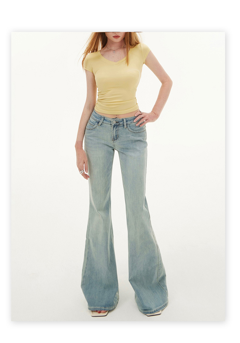 Jeans para damas azul cielo hipster elásticos slim bootcut
