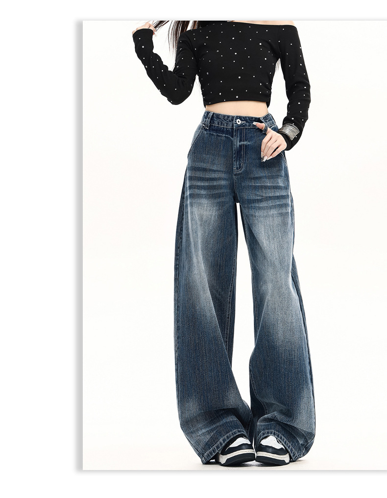 Jeans holgados de mezclilla de estilo streetwear para mujer