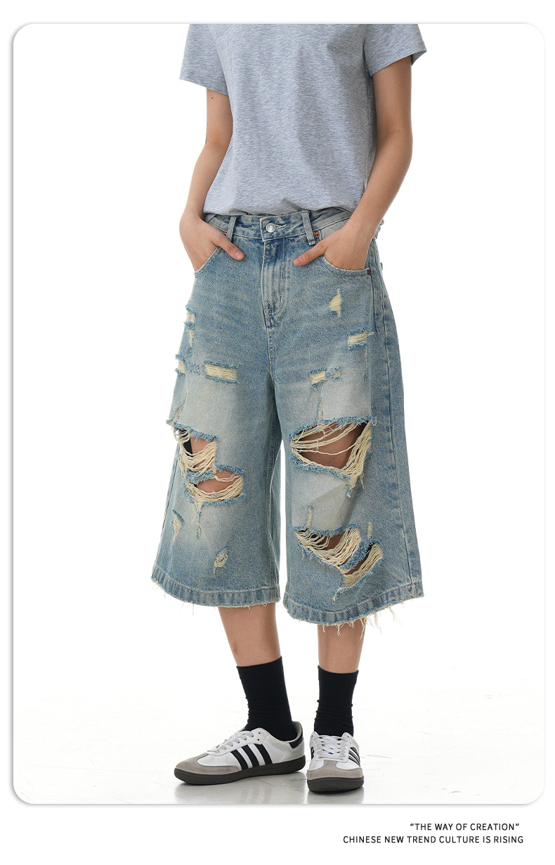 Vintage jeans holgados de algodón cortos