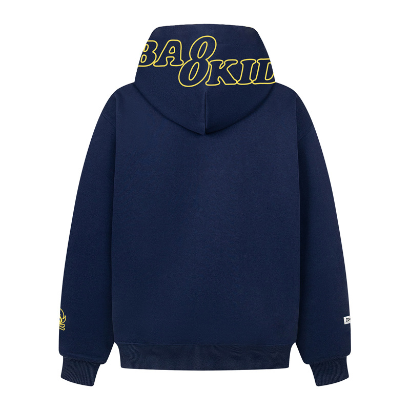 Sudadera con capucha oversize de algodón de manga larga con estampado de tipografía