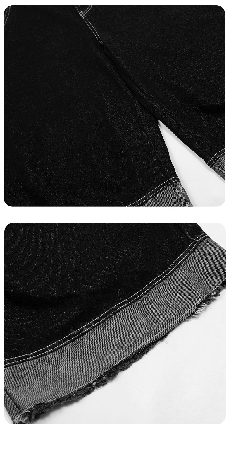Shorts vaqueros cropped holgados de estilo retro americano con flecos