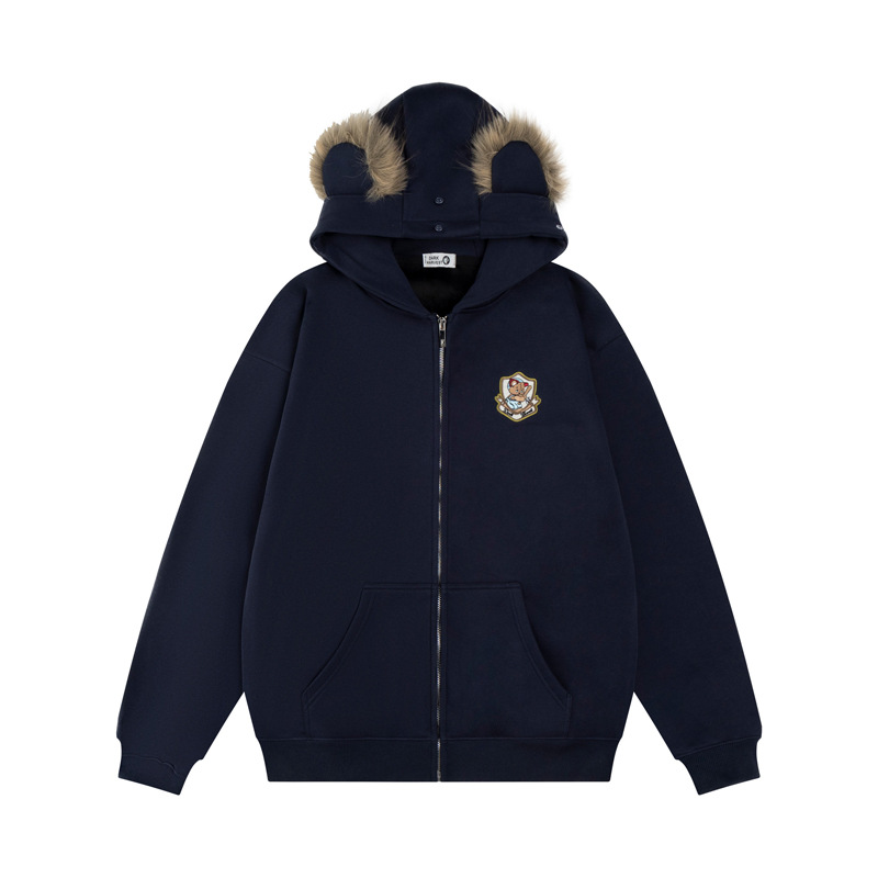 Sudadera con capucha de algodón oversize de streetwear con estampado de letras de oso de peluche