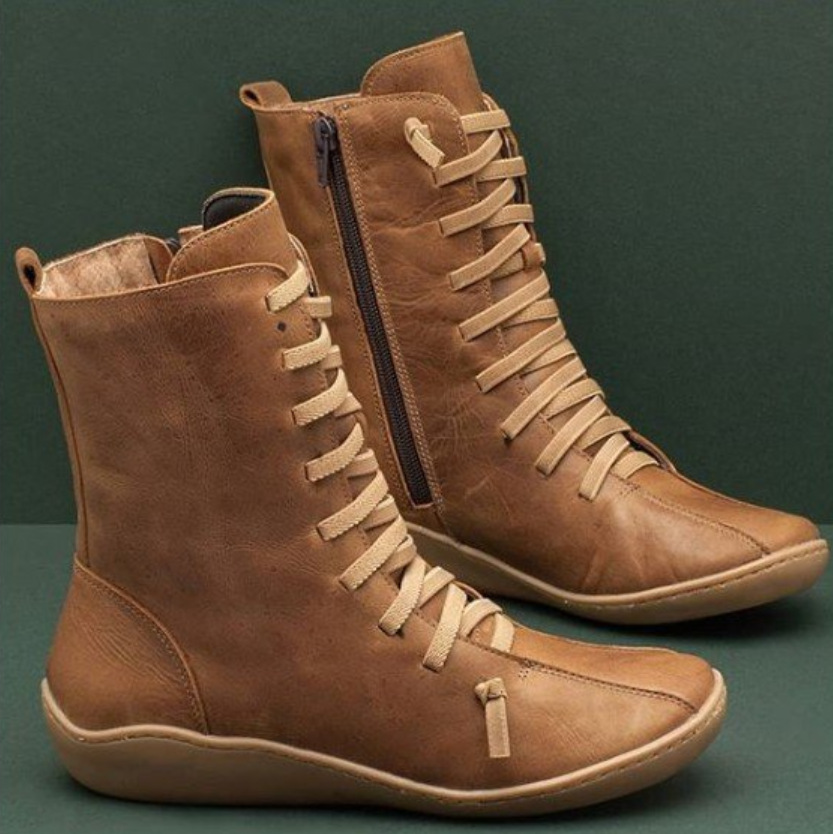 Botines holgados de cuero sintético para mujer