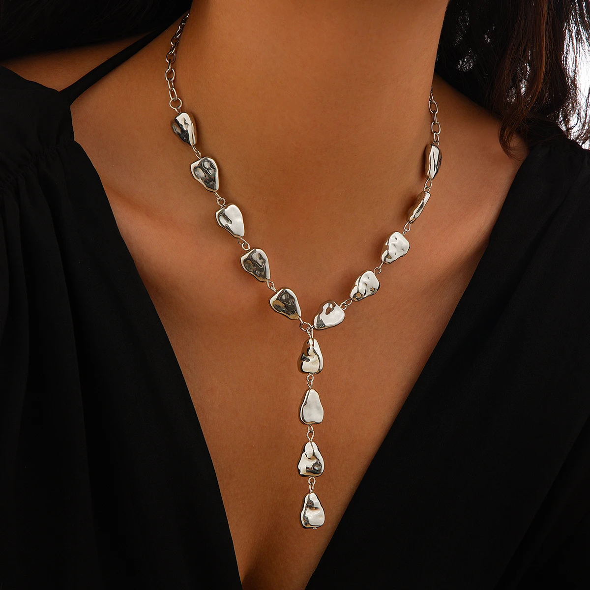 Lariat de resina con personalidad con flecos de gota