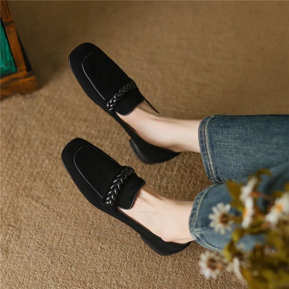 Zapatos para mujer, de uso diario y fáciles de llevar, lisos, con puntera curva