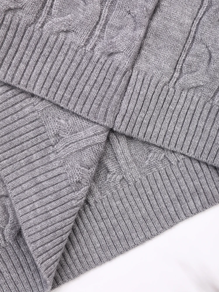 Mujeres suéter de cuello vuelto de punto grueso oversized con contraste degradado