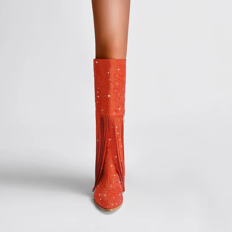 Botas altas de goma gruesas con puntera en v para mujer
