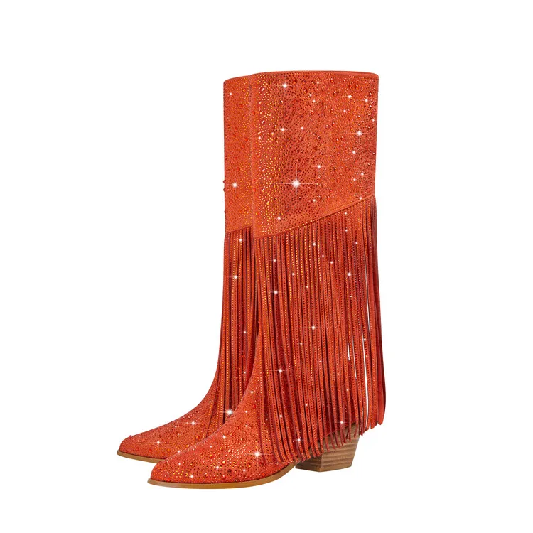 Botas altas de goma gruesas con puntera en v para mujer