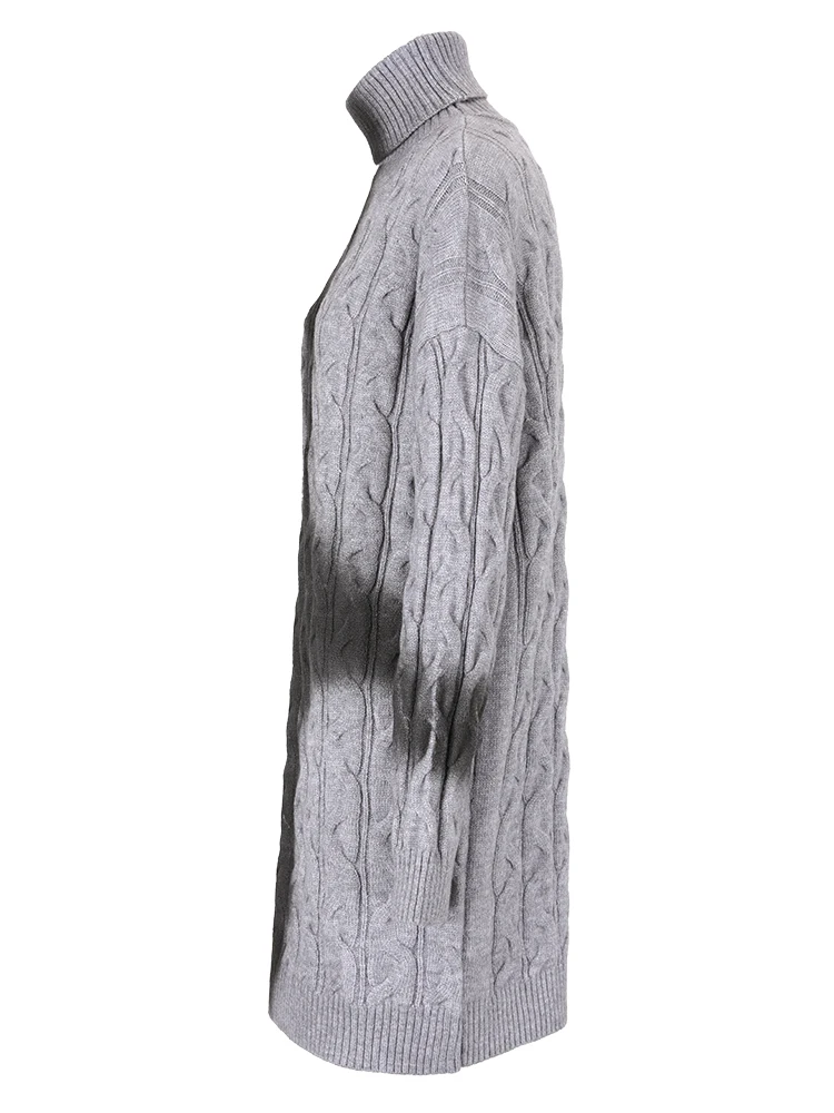 Mujeres suéter de cuello vuelto de punto grueso oversized con contraste degradado