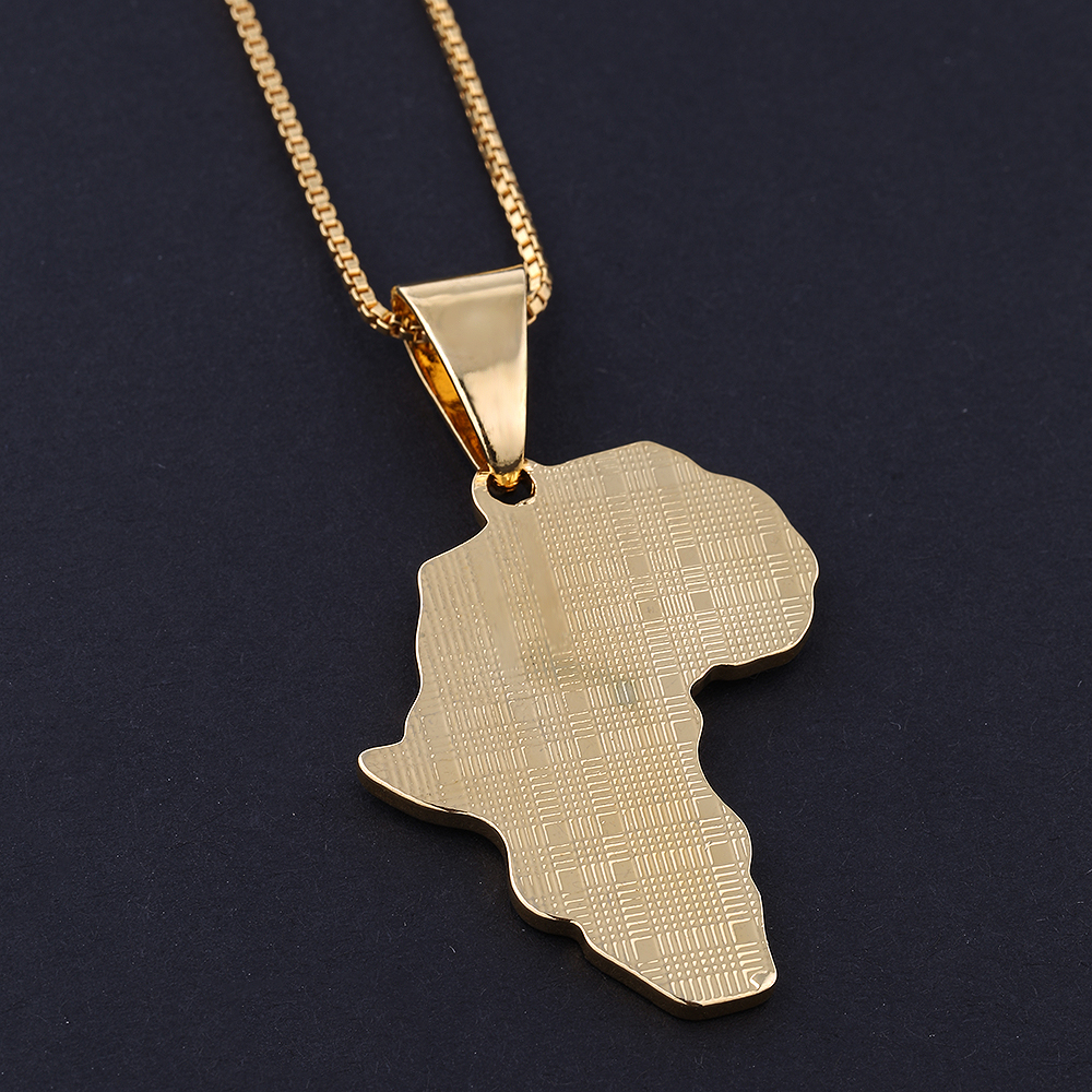 Collar de eslabones urbanos de cristal de forma africana, diseño retro y acabado dorado