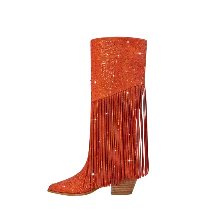 Botas altas de goma gruesas con puntera en v para mujer