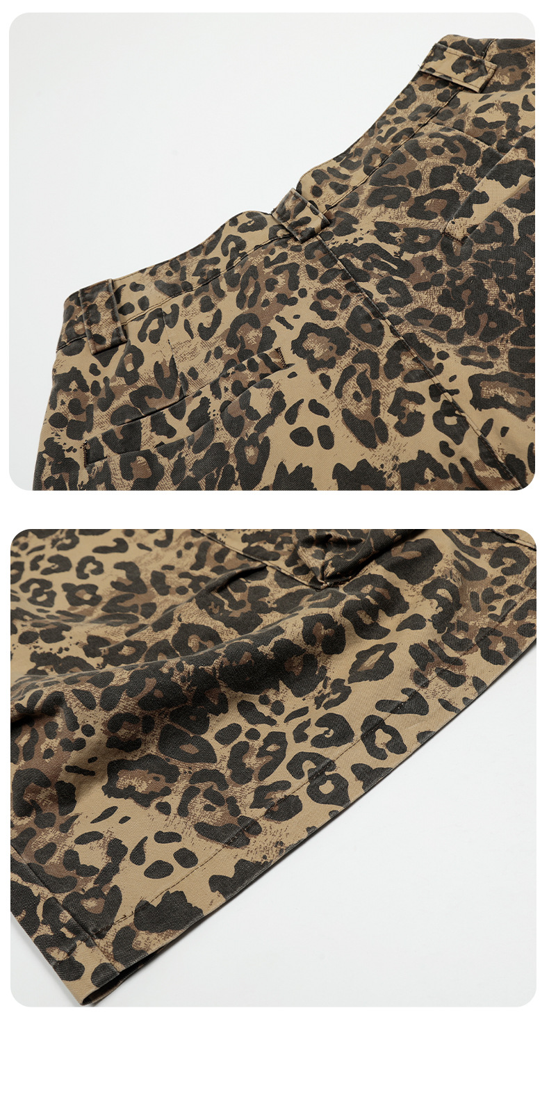Pantalones tres cuartos unisex oversize con estampado de guepardo