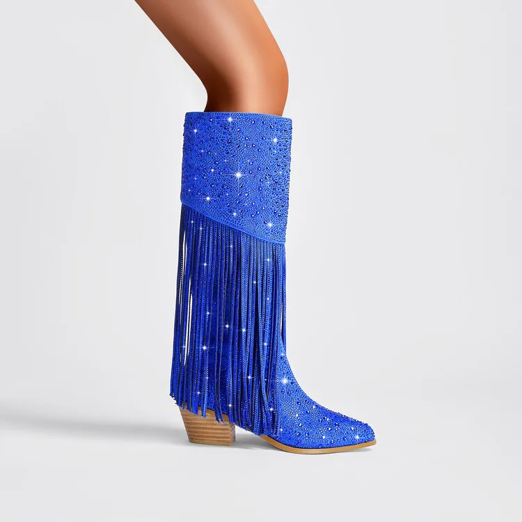 Botas altas de goma gruesas con puntera en v para mujer