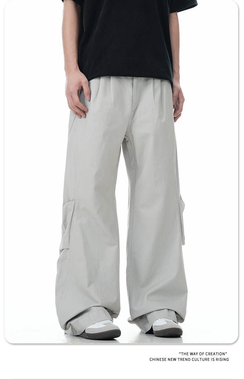 Pantalones de hombre de corte relajado, utilitarios, con bajo de cremallera