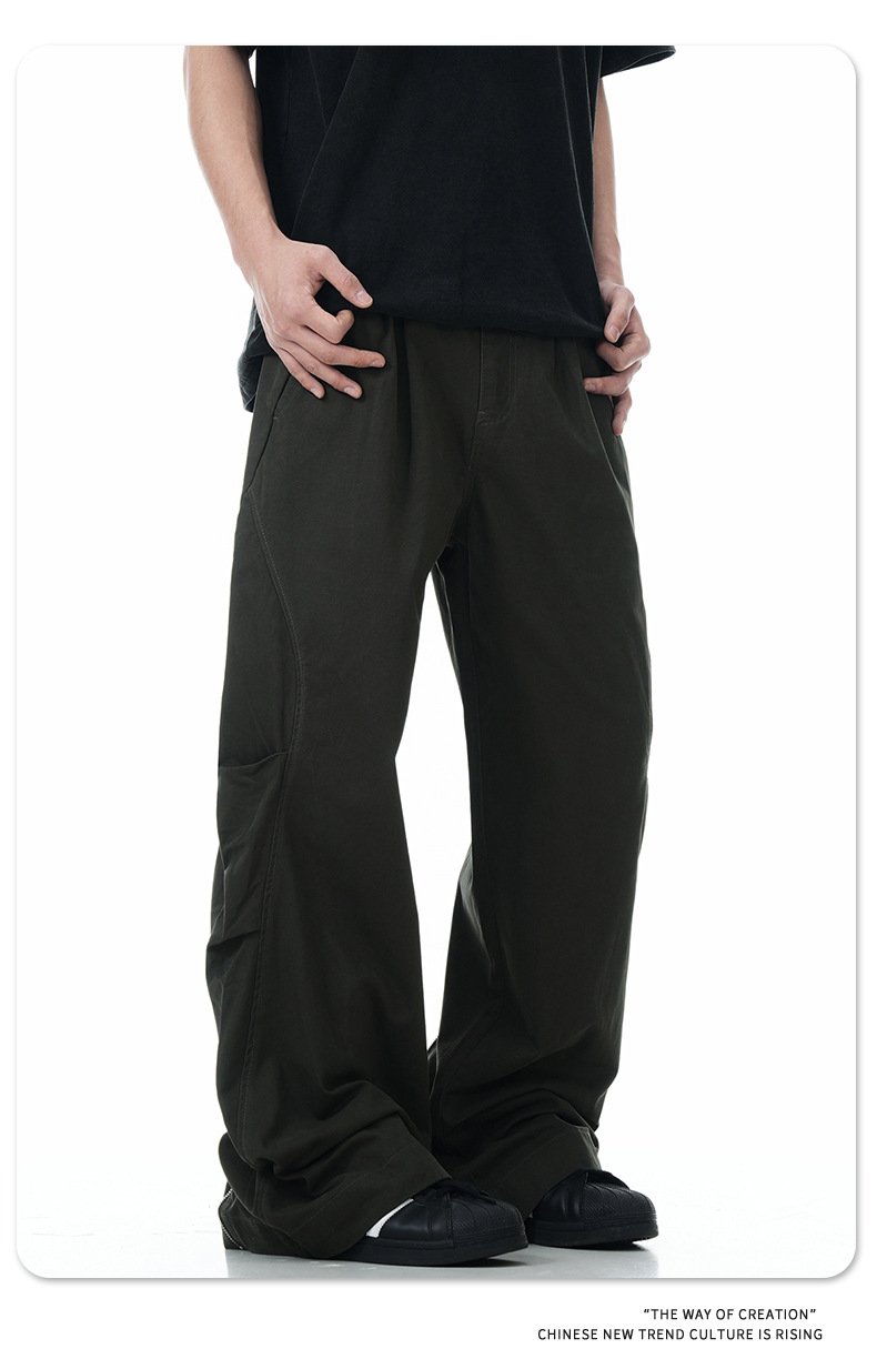 Pantalones de hombre de corte relajado, utilitarios, con bajo de cremallera