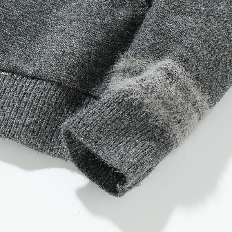 Abrigo oversize de punto jacquard con ribete de pelo a juego