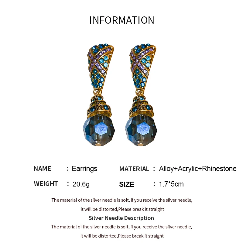 Pendientes de aleación con flecos de cristal en forma de lágrima