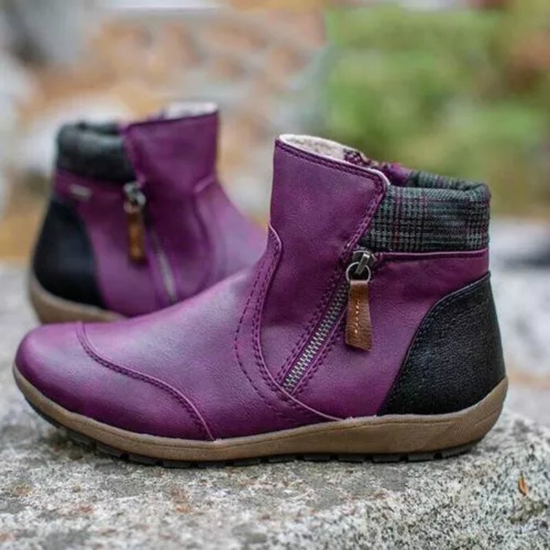 Botas de combate de caña baja con cierre lateral para ella