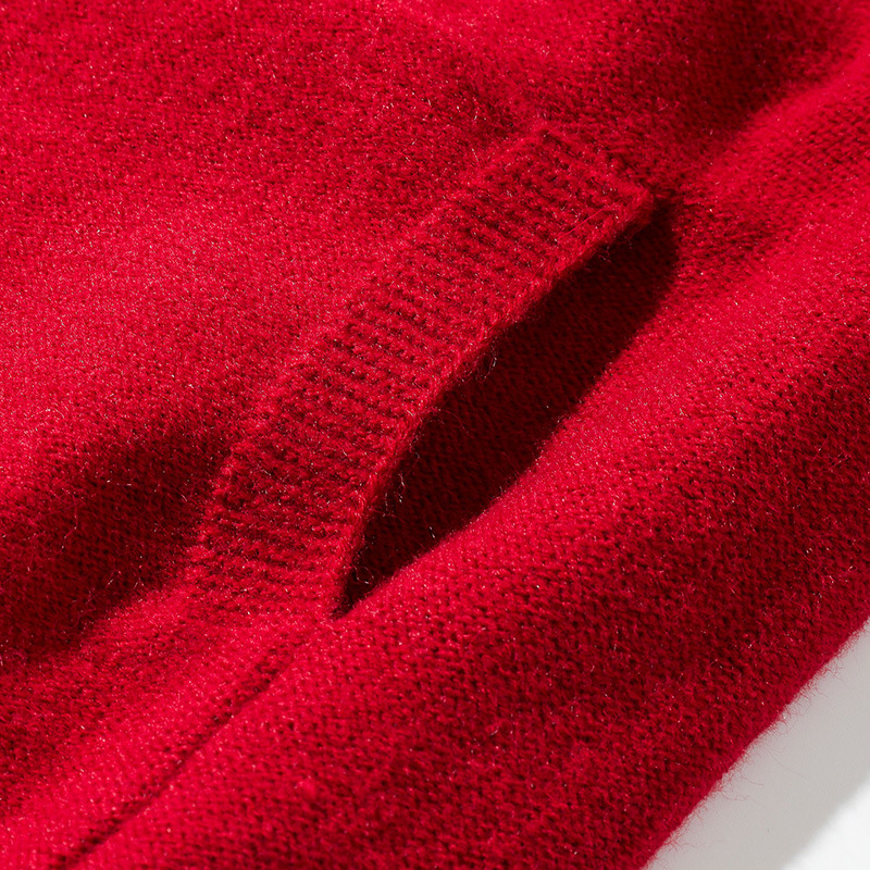 Abrigo oversize de punto jacquard con ribete de pelo a juego