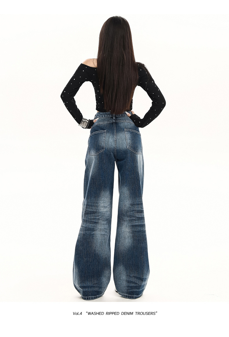 Jeans holgados de mezclilla de estilo streetwear para mujer
