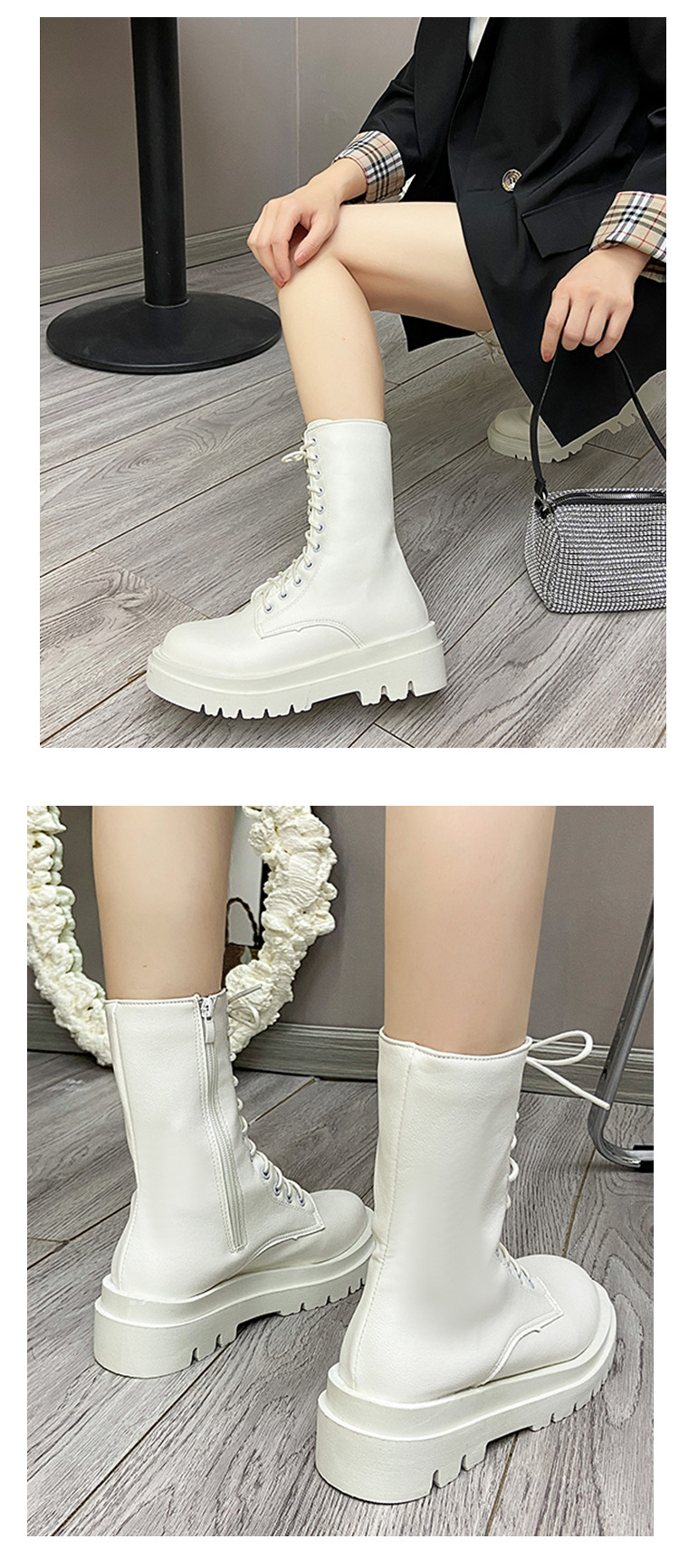Botas de combate de plataforma altas para mujeres