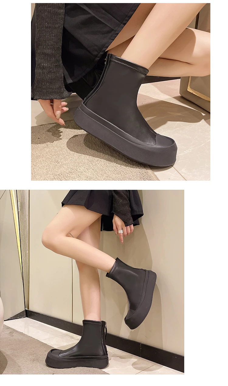 Botines de mujer de tobillo nude con plataforma y cremallera