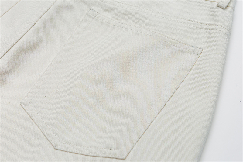 Pantalones de poliéster lisos de cintura media con líneas limpias