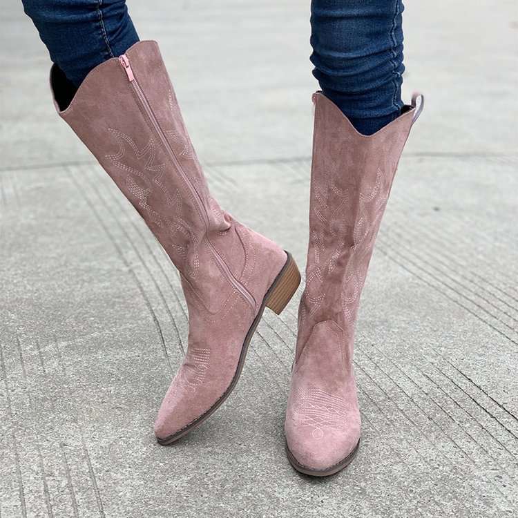 Botas de combate de tacón grueso marrón claro