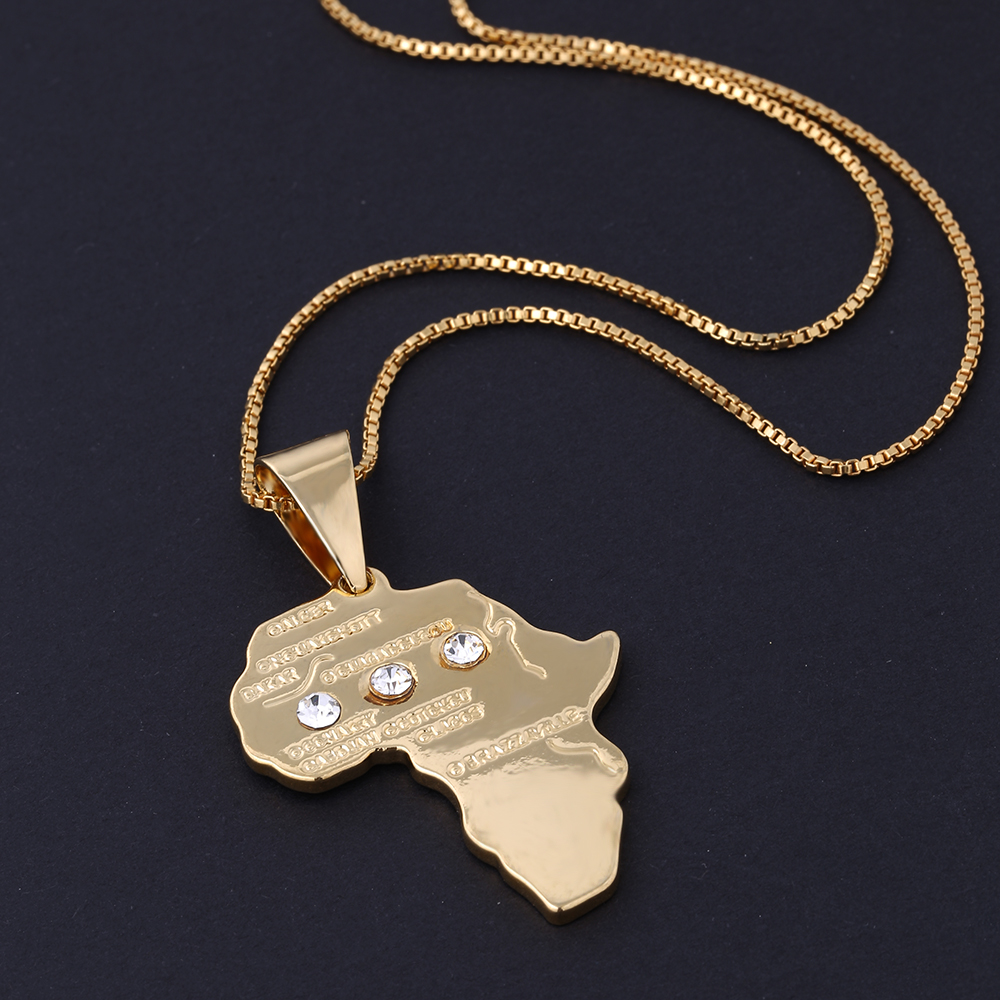 Collar de eslabones urbanos de cristal de forma africana, diseño retro y acabado dorado
