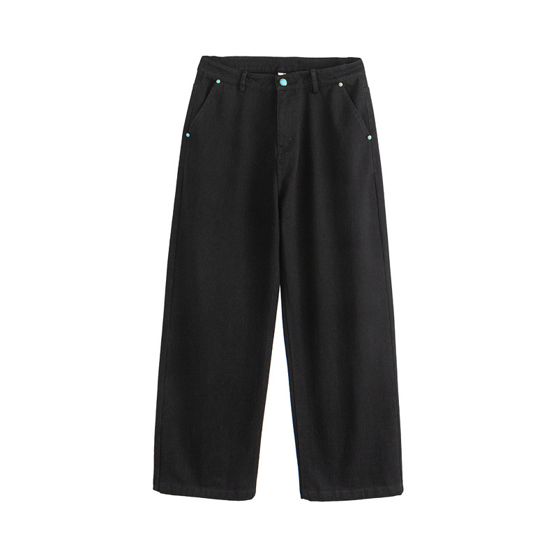 Pantalones de poliéster lisos de cintura media con líneas limpias